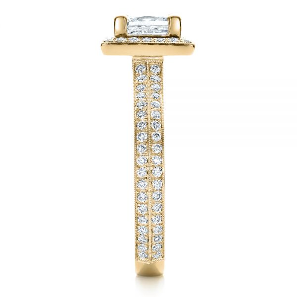 18k Yellow Gold 18k Yellow Gold Custom Princess Cut Diamond Engagement Ring - Side View -  100250