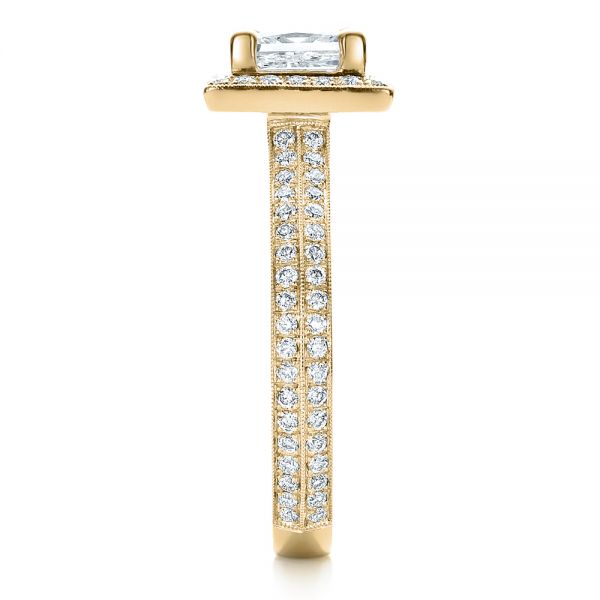 18k Yellow Gold 18k Yellow Gold Custom Princess Cut Diamond Engagement Ring - Side View - 100250