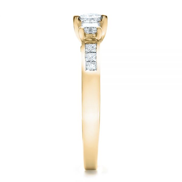 18k Yellow Gold 18k Yellow Gold Custom Princess Cut Diamond Engagement Ring - Side View -  100632
