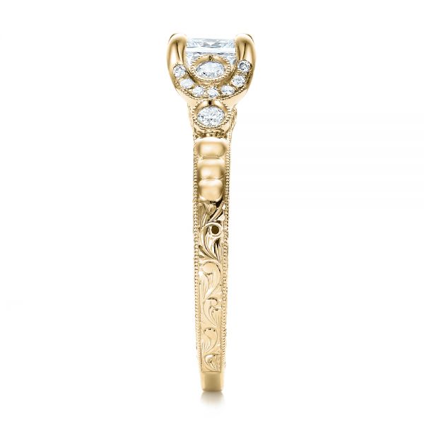 18k Yellow Gold 18k Yellow Gold Custom Princess Cut Diamond Engagement Ring - Side View -  100778