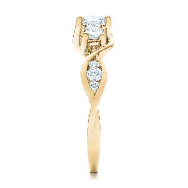 18k Yellow Gold 18k Yellow Gold Custom Princess Cut Diamond Engagement Ring - Side View -  101223