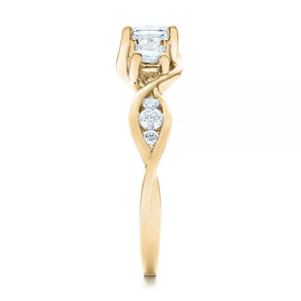 14k Yellow Gold 14k Yellow Gold Custom Princess Cut Diamond Engagement Ring - Side View -  101223