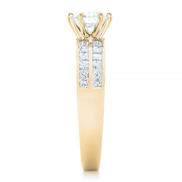 18k Yellow Gold 18k Yellow Gold Custom Princess Cut Diamond Engagement Ring - Side View -  102399