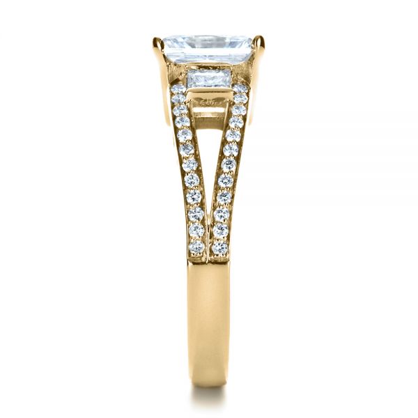 18k Yellow Gold 18k Yellow Gold Custom Princess Cut Diamond Engagement Ring - Side View -  1208