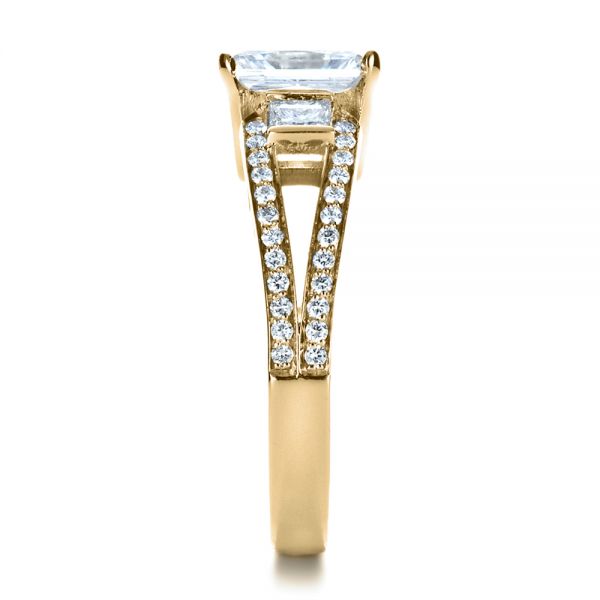 14k Yellow Gold 14k Yellow Gold Custom Princess Cut Diamond Engagement Ring - Side View - 1208