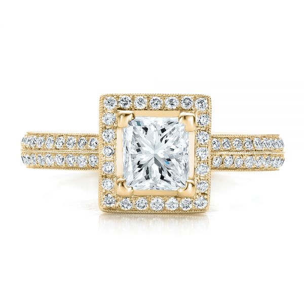 14k Yellow Gold 14k Yellow Gold Custom Princess Cut Diamond Engagement Ring - Top View -  100250