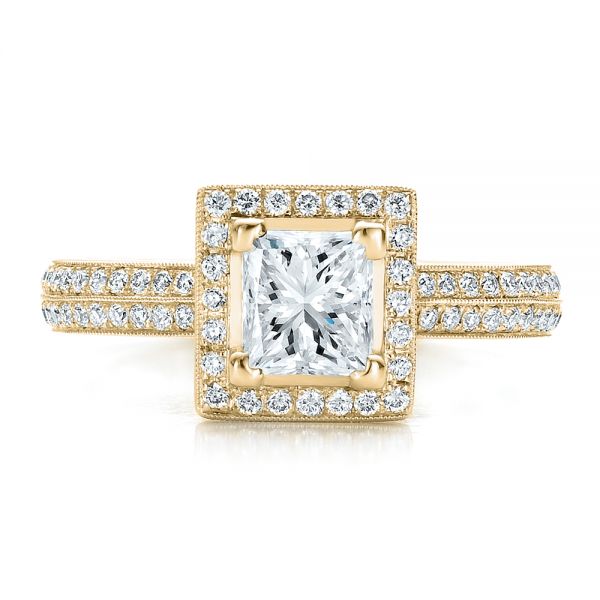18k Yellow Gold 18k Yellow Gold Custom Princess Cut Diamond Engagement Ring - Top View - 100250