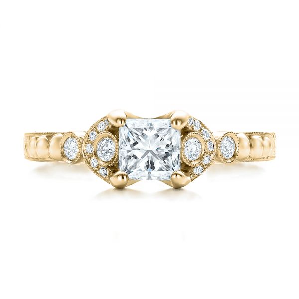 18k Yellow Gold 18k Yellow Gold Custom Princess Cut Diamond Engagement Ring - Top View -  100778