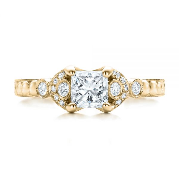 14k Yellow Gold 14k Yellow Gold Custom Princess Cut Diamond Engagement Ring - Top View -  100778