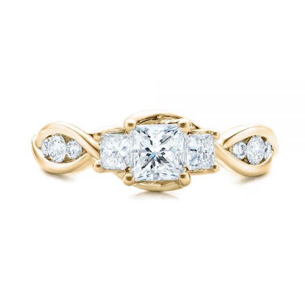 18k Yellow Gold 18k Yellow Gold Custom Princess Cut Diamond Engagement Ring - Top View -  101223