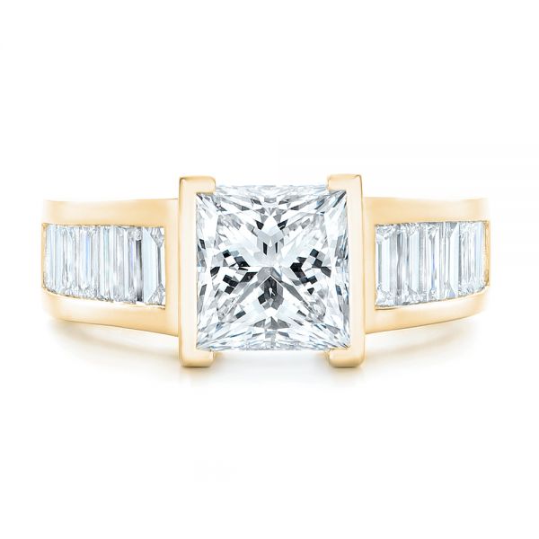 14k Yellow Gold 14k Yellow Gold Custom Princess Cut Diamond Engagement Ring - Top View - 102536