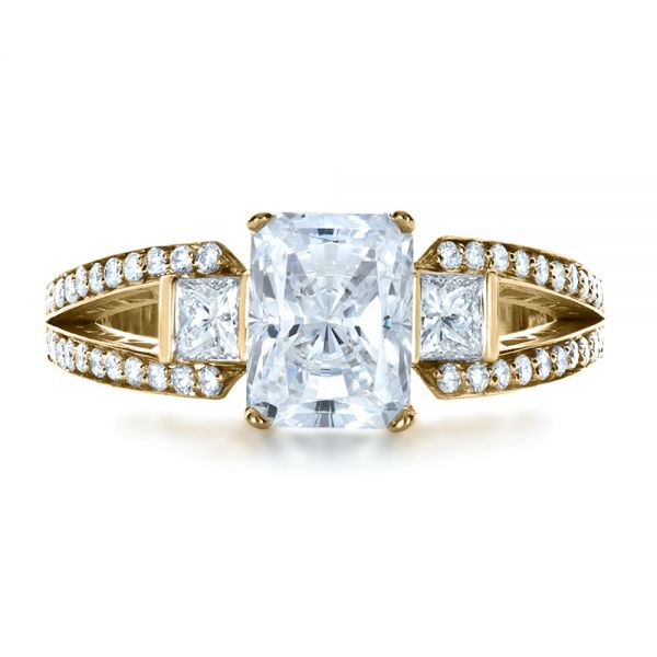 18k Yellow Gold 18k Yellow Gold Custom Princess Cut Diamond Engagement Ring - Top View -  1208