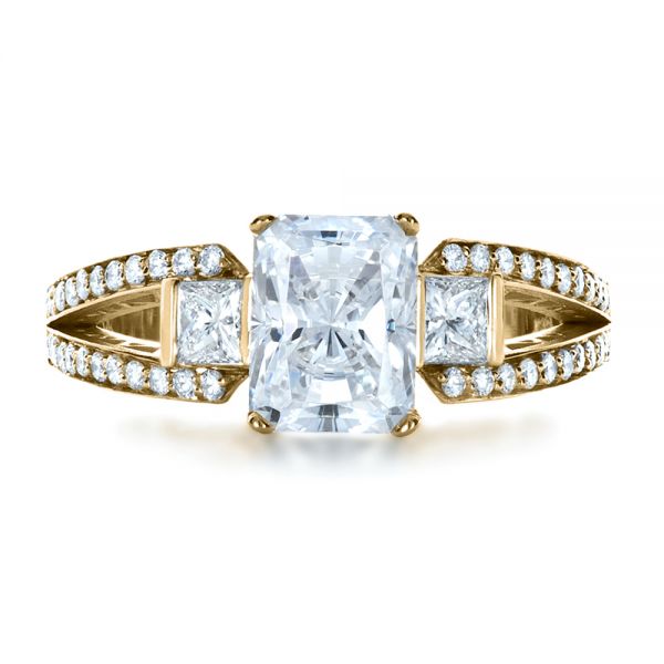 14k Yellow Gold 14k Yellow Gold Custom Princess Cut Diamond Engagement Ring - Top View - 1208