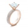 18k Rose Gold 18k Rose Gold Custom Princess Cut Diamond Eternity Engagement Ring - Three-Quarter View -  101469 - Thumbnail