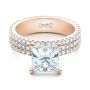 14k Rose Gold 14k Rose Gold Custom Princess Cut Diamond Eternity Engagement Ring - Flat View -  101469 - Thumbnail