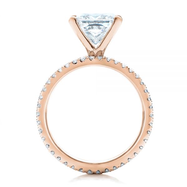 14k Rose Gold 14k Rose Gold Custom Princess Cut Diamond Eternity Engagement Ring - Front View -  101469