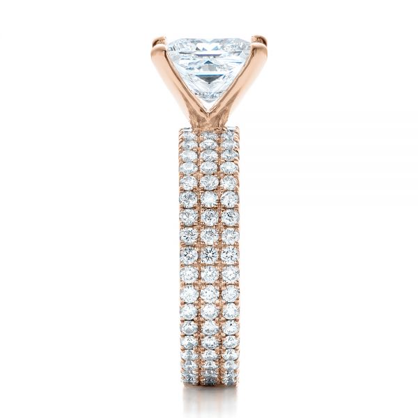 14k Rose Gold 14k Rose Gold Custom Princess Cut Diamond Eternity Engagement Ring - Side View -  101469
