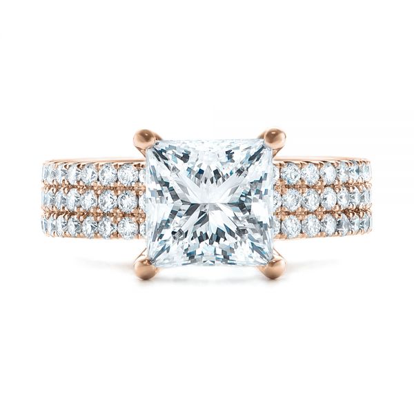 18k Rose Gold 18k Rose Gold Custom Princess Cut Diamond Eternity Engagement Ring - Top View -  101469
