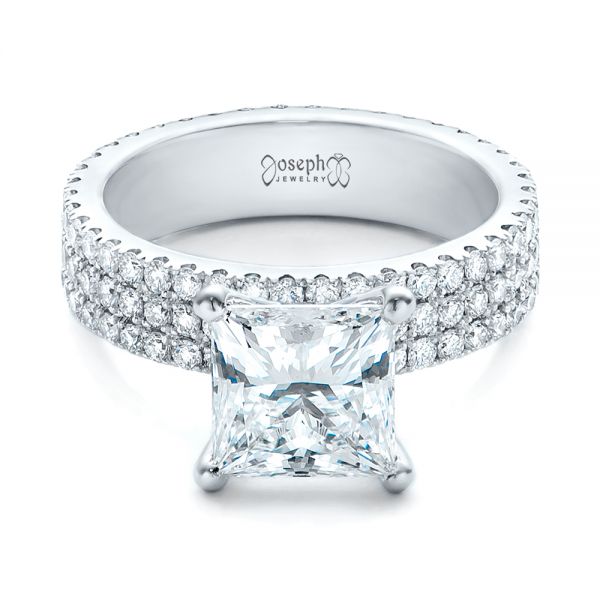 Platinum Custom Princess Cut Diamond Eternity Engagement Ring - Flat View - 101469