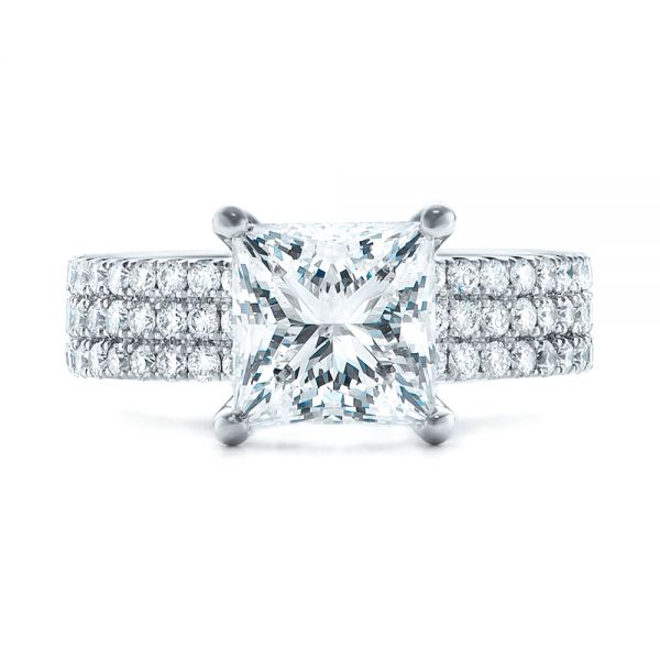  Platinum Custom Princess Cut Diamond Eternity Engagement Ring - Top View -  101469