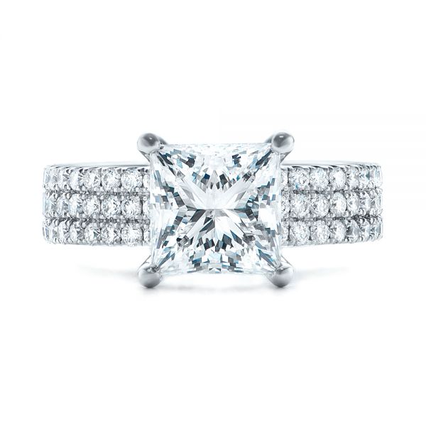 Platinum Custom Princess Cut Diamond Eternity Engagement Ring - Top View - 101469
