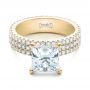 14k Yellow Gold 14k Yellow Gold Custom Princess Cut Diamond Eternity Engagement Ring - Flat View -  101469 - Thumbnail