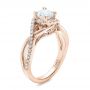 18k Rose Gold 18k Rose Gold Custom Princess Cut Diamond Halo Engagement Ring - Three-Quarter View -  100790 - Thumbnail