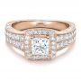 18k Rose Gold 18k Rose Gold Custom Princess Cut Diamond Halo Engagement Ring - Flat View -  100576 - Thumbnail