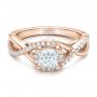 18k Rose Gold 18k Rose Gold Custom Princess Cut Diamond Halo Engagement Ring - Flat View -  100790 - Thumbnail