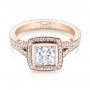 18k Rose Gold 18k Rose Gold Custom Princess Cut Diamond Halo Engagement Ring - Flat View -  104782 - Thumbnail