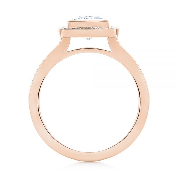 14k Rose Gold 14k Rose Gold Custom Princess Cut Diamond Halo Engagement Ring - Front View -  104782