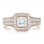 18k Rose Gold 18k Rose Gold Custom Princess Cut Diamond Halo Engagement Ring - Top View -  100576 - Thumbnail