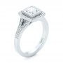 14k White Gold Custom Princess Cut Diamond Halo Engagement Ring - Three-Quarter View -  104782 - Thumbnail