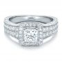 14k White Gold 14k White Gold Custom Princess Cut Diamond Halo Engagement Ring - Flat View -  100576 - Thumbnail
