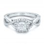 18k White Gold 18k White Gold Custom Princess Cut Diamond Halo Engagement Ring - Flat View -  100790 - Thumbnail