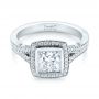 14k White Gold Custom Princess Cut Diamond Halo Engagement Ring - Flat View -  104782 - Thumbnail