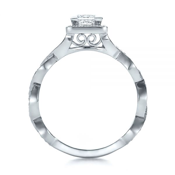 Platinum Custom Princess Cut Diamond Halo Engagement Ring 100604