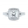 18k White Gold 18k White Gold Custom Princess Cut Diamond Halo Engagement Ring - Top View -  104782 - Thumbnail