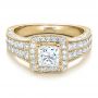 18k Yellow Gold 18k Yellow Gold Custom Princess Cut Diamond Halo Engagement Ring - Flat View -  100576 - Thumbnail