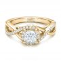 14k Yellow Gold 14k Yellow Gold Custom Princess Cut Diamond Halo Engagement Ring - Flat View -  100790 - Thumbnail