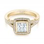 18k Yellow Gold 18k Yellow Gold Custom Princess Cut Diamond Halo Engagement Ring - Flat View -  104782 - Thumbnail