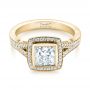 14k Yellow Gold 14k Yellow Gold Custom Princess Cut Diamond Halo Engagement Ring - Flat View -  104782 - Thumbnail