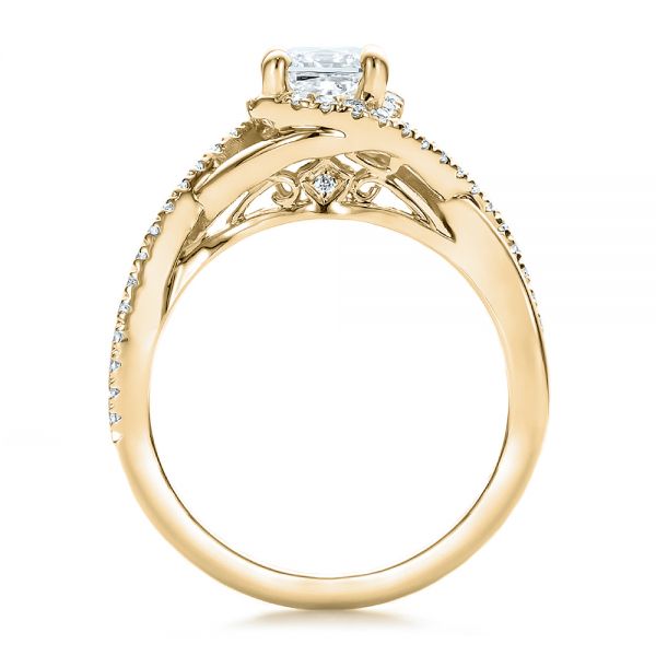 14k Yellow Gold 14k Yellow Gold Custom Princess Cut Diamond Halo Engagement Ring - Front View -  100790