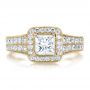 14k Yellow Gold 14k Yellow Gold Custom Princess Cut Diamond Halo Engagement Ring - Top View -  100576 - Thumbnail
