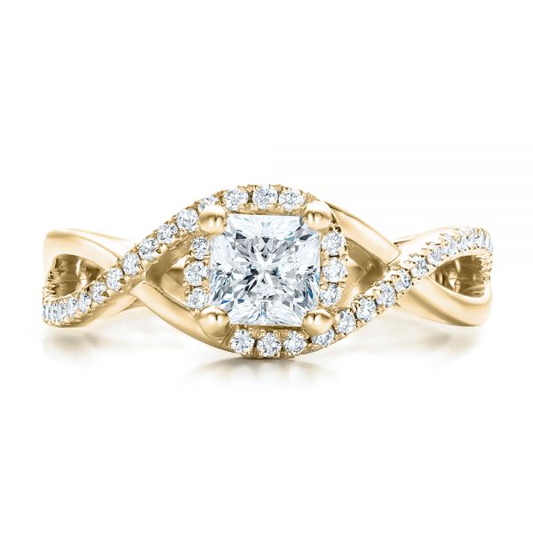 14k Yellow Gold 14k Yellow Gold Custom Princess Cut Diamond Halo Engagement Ring - Top View -  100790