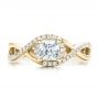 14k Yellow Gold 14k Yellow Gold Custom Princess Cut Diamond Halo Engagement Ring - Top View -  100790 - Thumbnail