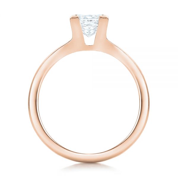 18k Rose Gold 18k Rose Gold Custom Princess Cut Diamond Solitaire Engagement Ring - Front View -  102150