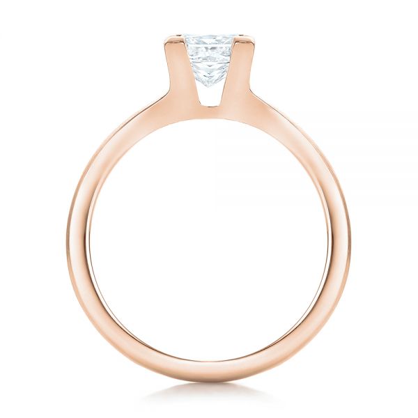 14k Rose Gold 14k Rose Gold Custom Princess Cut Diamond Solitaire Engagement Ring - Front View - 102150