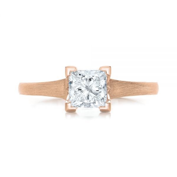 18k Rose Gold 18k Rose Gold Custom Princess Cut Diamond Solitaire Engagement Ring - Top View -  102150