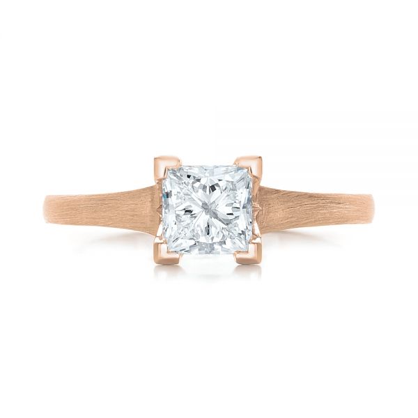 14k Rose Gold 14k Rose Gold Custom Princess Cut Diamond Solitaire Engagement Ring - Top View - 102150